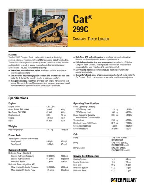 299c skid steer specs|cat 299 specs pdf.